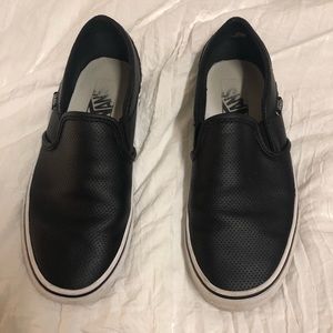 Perforated Black Slip On Vans